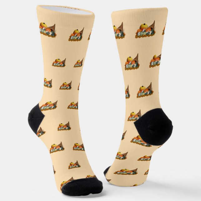 Cornucopia Thanksgiving Socks (Angled)
