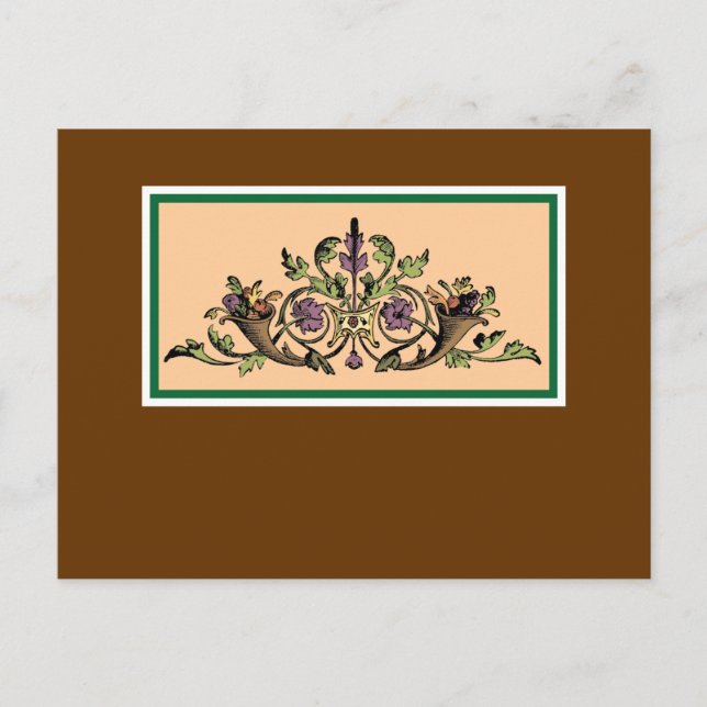 Cornucopia Vintage Thanksgiving Art Postcard (Front)