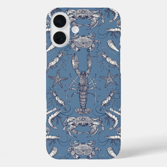 cornwall crustaceans damask blue ultra marine Case-Mate iPhone case (Back)