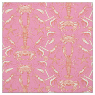 cornwall crustaceans damask cayenne pink fabric