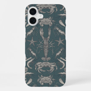 cornwall crustaceans damask dark apatite iPhone 16 plus case