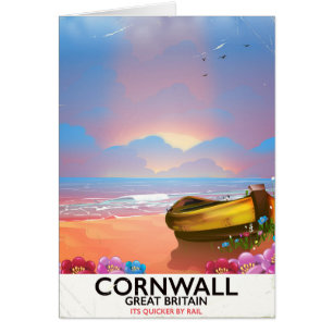 Cornwall fishing boat vintage travel poster