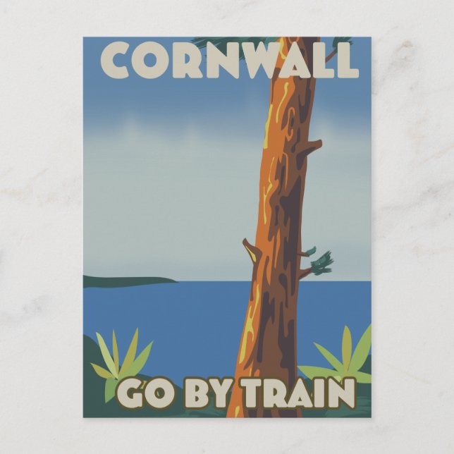Cornwall go by train postcard (Front)