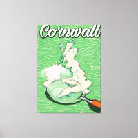cornwall map vintage travel poster