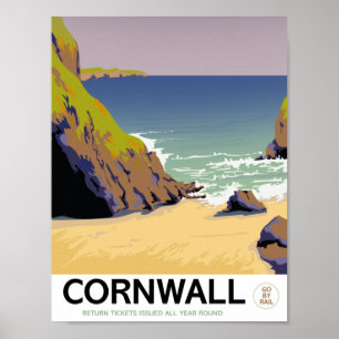 Cornwall Vintage style travel poster. Poster