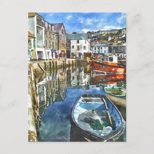 Cornwall Watercolour-Style Postcard (Front)