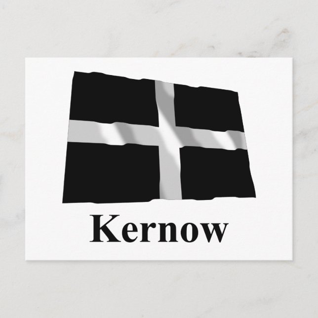 Cornwall Waving Flag with Name in Cornish Postcard (Front)