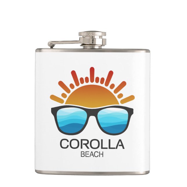 Corolla Beach North Carolina Sunglasses Hip Flask (Front)