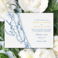 Corolla NC Map OBX Wedding Navy and Gold