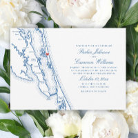 Corolla NC OBX Map Elegant Navy Blue Wedding