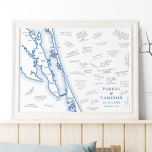 Corolla NC Wedding Elegant Guest Book Poster