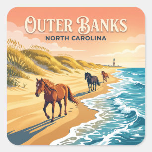 Corolla Wild Horse Beach North Carolina Square Sticker