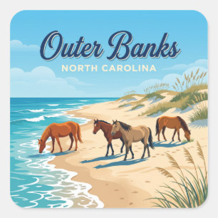Corolla Wild Horse Beach North Carolina Square Sticker