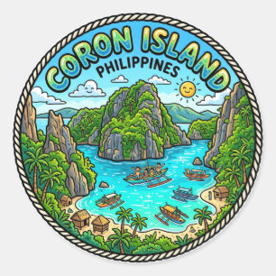Coron Island Philippines Classic Round Sticker