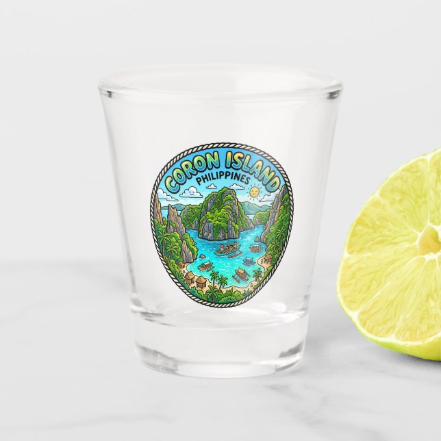 Coron Island Philippines Shot Glass (Front)