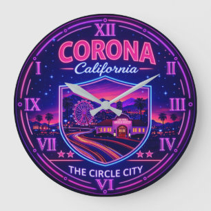 Corona California Circle City Neon Large Clock