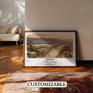 Corona California Poster, Watercolor, Custom Poster