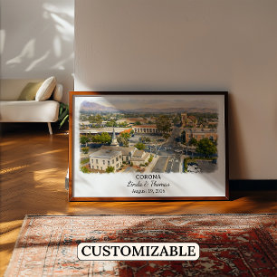 Corona California Poster, Watercolor, Custom Poster