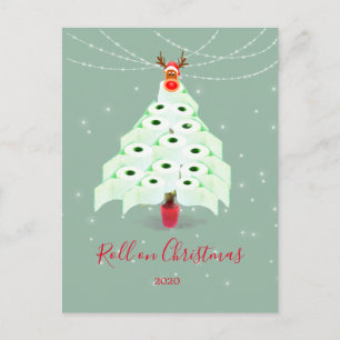 Corona Christmas Holiday Toilet Tree Lights Postcard