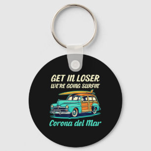 Corona Del Mar Beach Surf Girl Women Men Vintage S Key Ring
