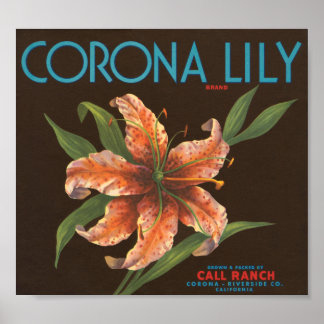 Corona Lily Brand Vintage Crate Label Poster