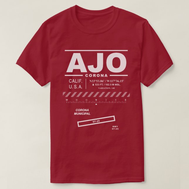 Corona Municipal Airport AJO T-Shirt (Design Front)