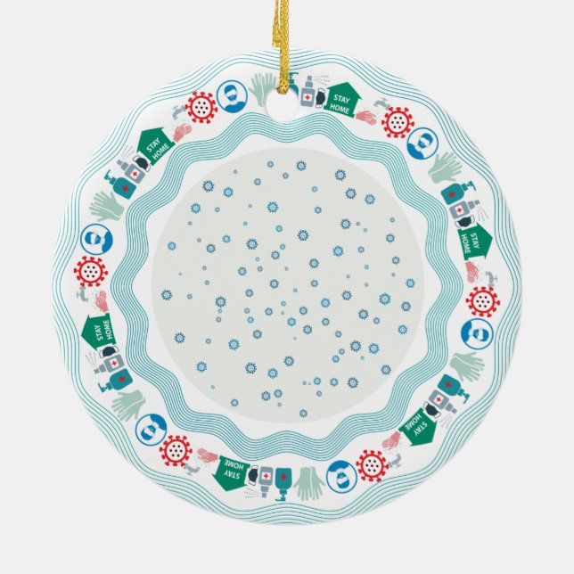 Corona Virus Pandemic World Ceramic Tree Decoration (Back)