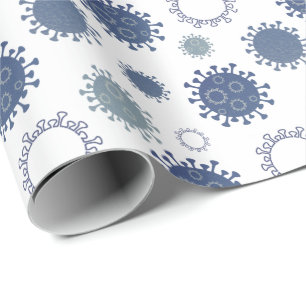 Corona Virus Pattern COVID-19 Blue Green Wrapping Paper