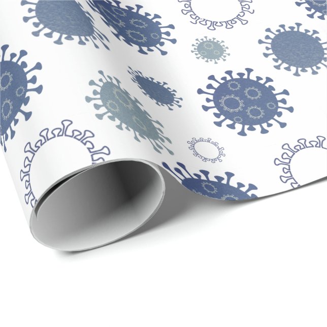 Corona Virus Pattern COVID-19 Blue Green Wrapping Paper (Roll Corner)