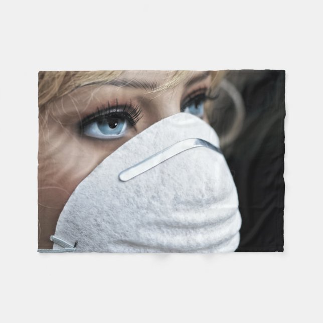 Corona Virus Protective Mask Fleece Blanket (Front (Horizontal))