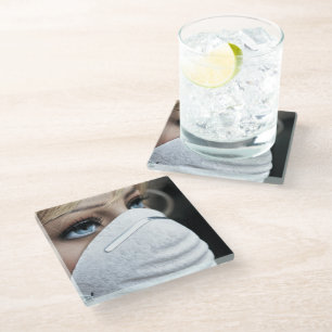 Corona Virus Protective Mask Glass Coaster