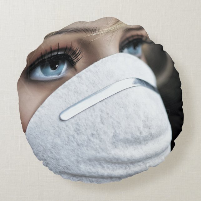 Corona Virus Protective Mask Round Cushion (Back)