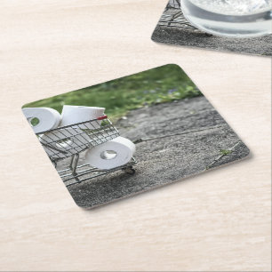 Corona Virus Protective Mask Square Paper Coaster
