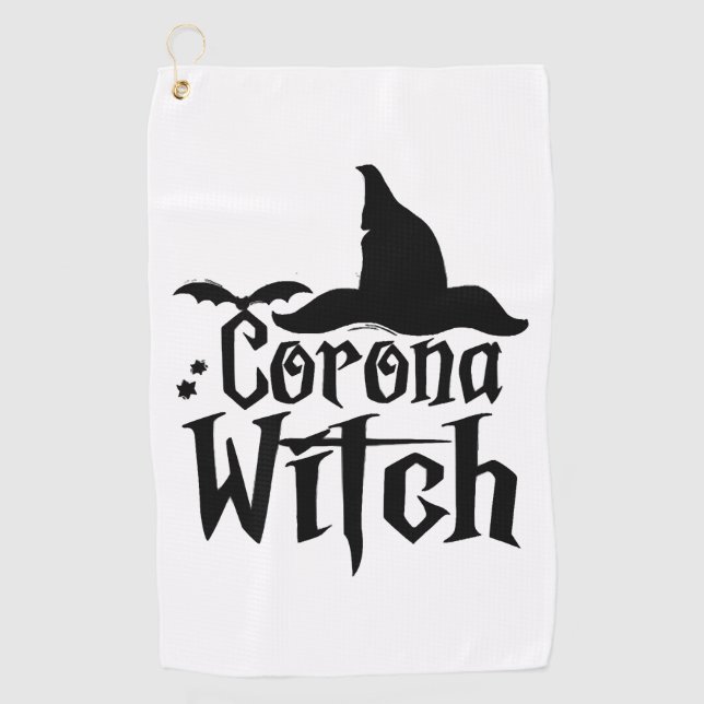 Corona Witch Halloween , Funny Halloween , Golf Towel (Front)