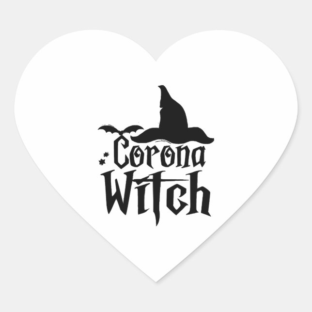 Corona Witch Halloween , Funny Halloween , Heart Sticker (Front)