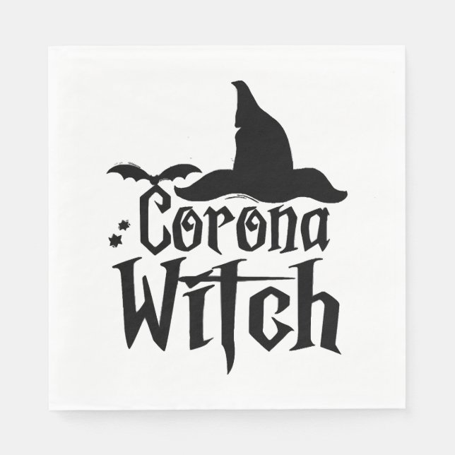 Corona Witch Halloween , Funny Halloween , Napkin (Front)