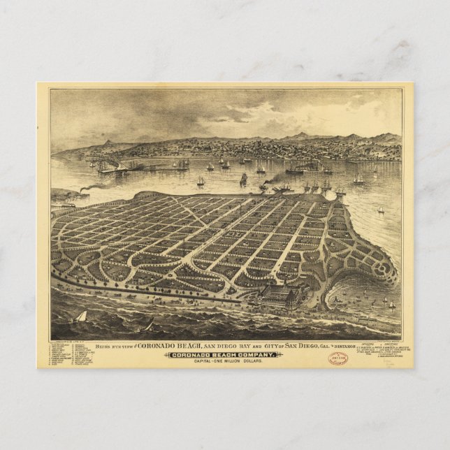 Coronado Beach San Diego California (1880) Postcard (Front)