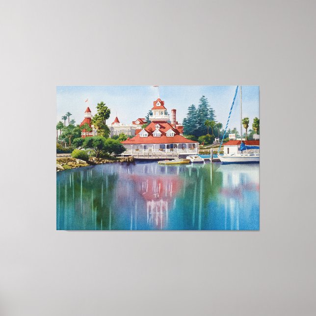 Coronado Boathouse Reflected Canvas Print (Front)