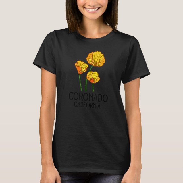Coronado California CA Poppy Flower State City Vin T-Shirt (Front)