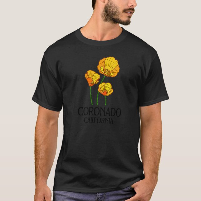 Coronado California CA Poppy Flower State City Vin T-Shirt (Front)