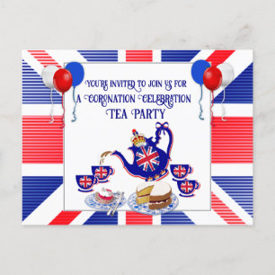 Coronation Celebration Tea Party Invitation Postc Postcard