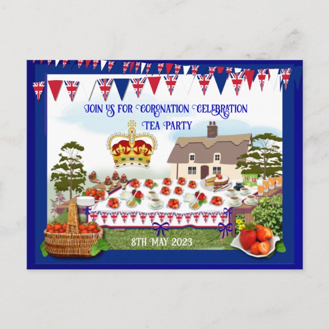  Coronation Celebration Tea Party  Invitation Postcard (Front)