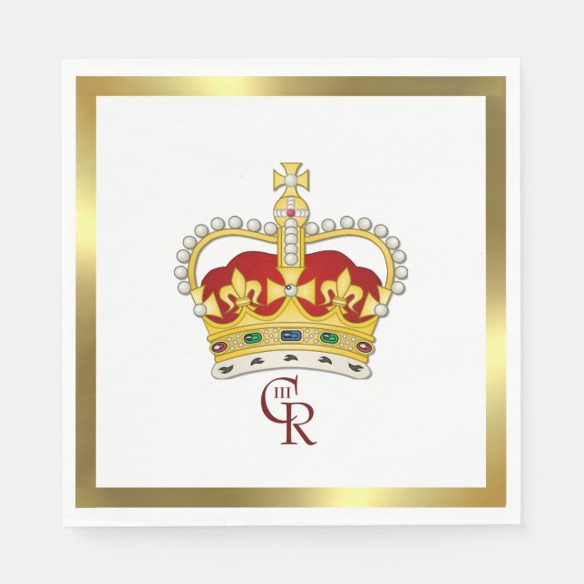 Coronation crown and monogram Paper Napkin (Front)