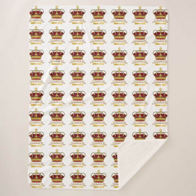 Coronation Day Crown Sherpa Blanket (Front)