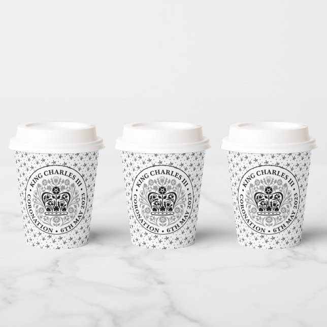 Coronation Emblem of King Charles III Paper Cups (Multi)