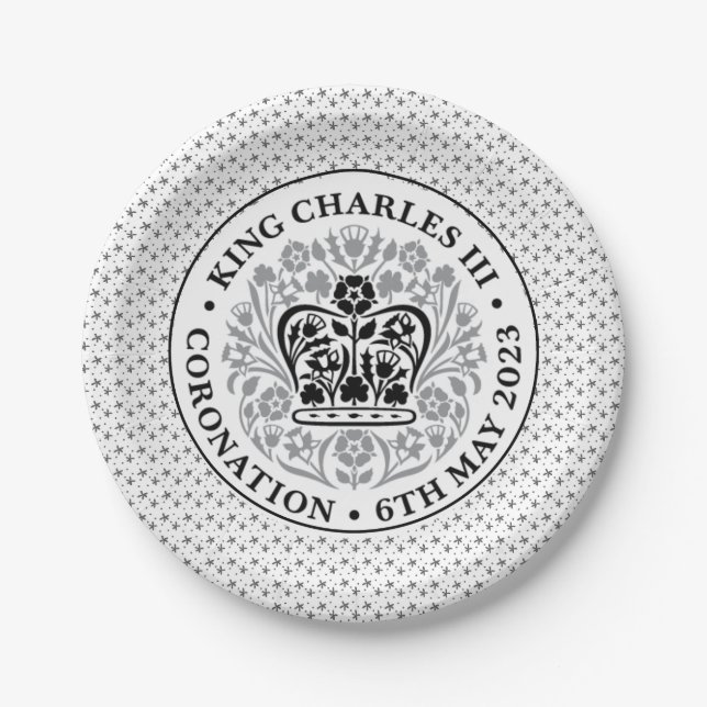 Coronation Emblem of King Charles III Paper Plate (Front)