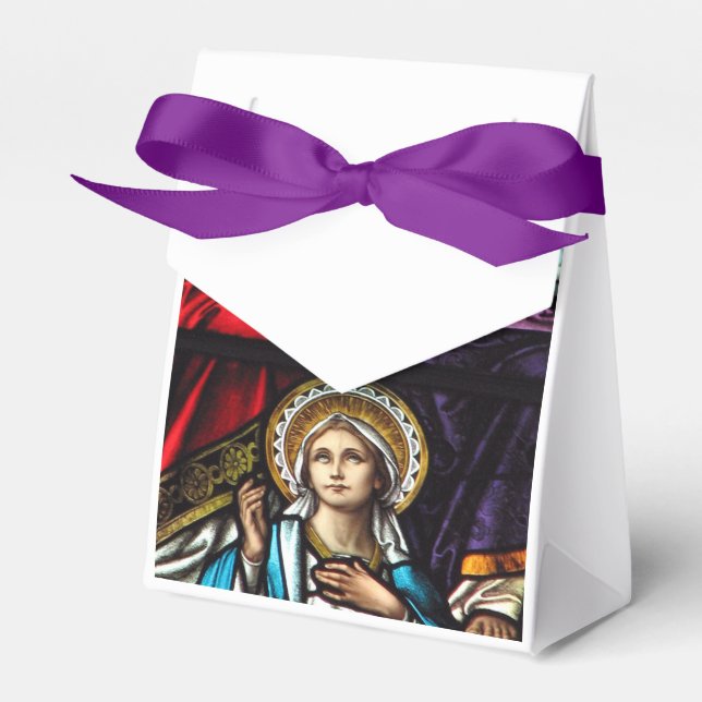 Coronation of Blessed Virgin Mary Stained Glass Favour Box (Front Side)