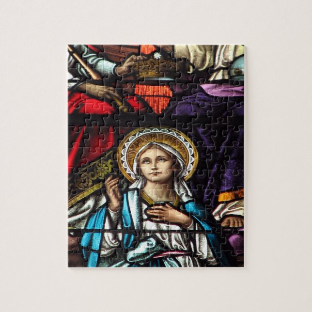Coronation of Blessed Virgin Mary Stained Glass Jigsaw Puzzle (Vertical)