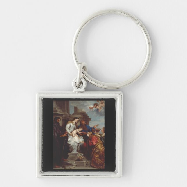 Coronation of Saint Rosalia by Anthony van Dyck Key Ring (Front)