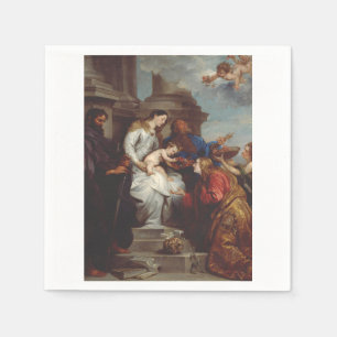 Coronation of Saint Rosalia by Anthony van Dyck Napkin